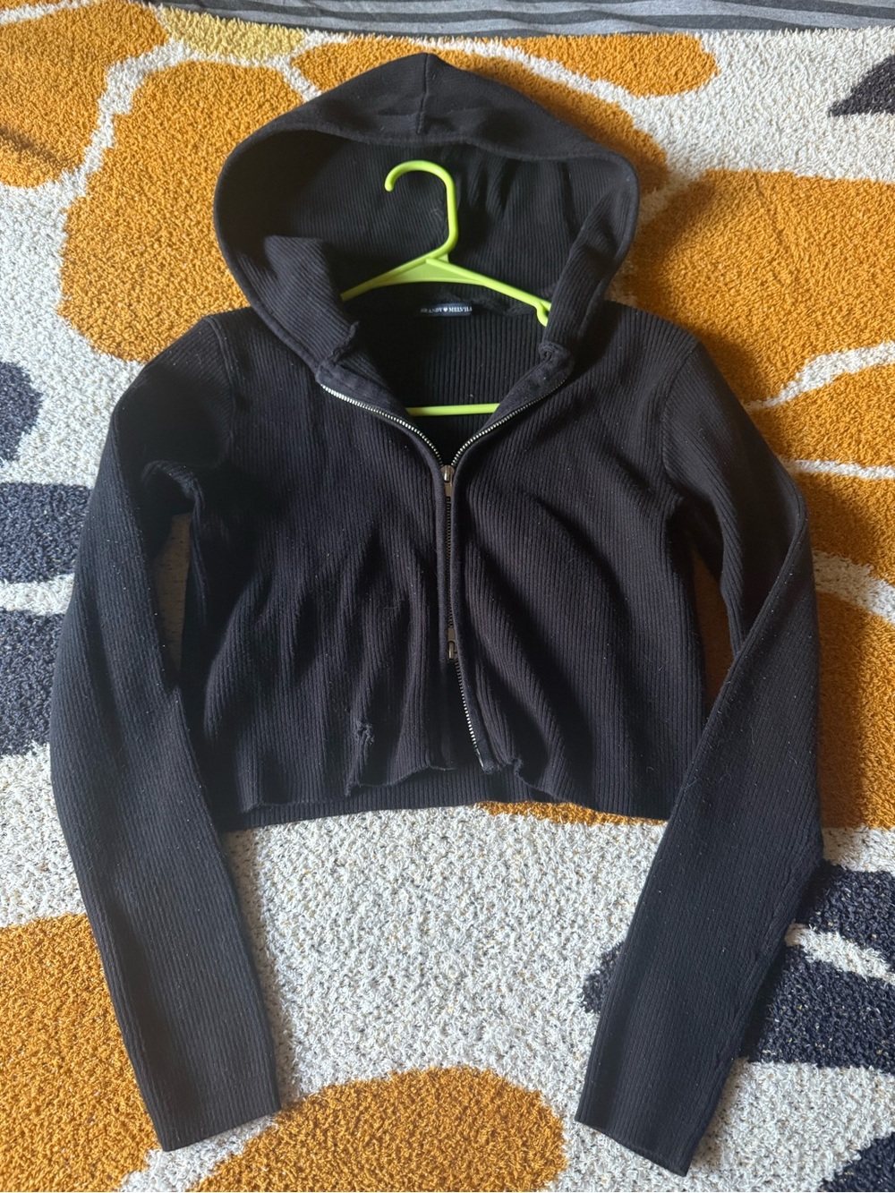 Brandy Melville Black Ribbed Hoodie
